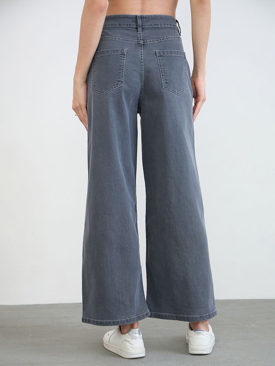 Women Wide Leg Basic Jeans