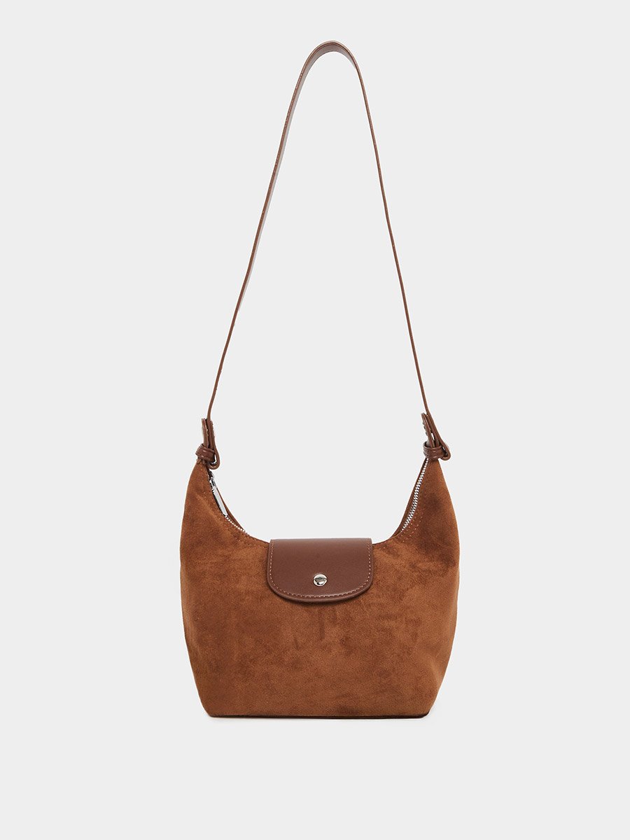 Brown Suede Hobo Bag