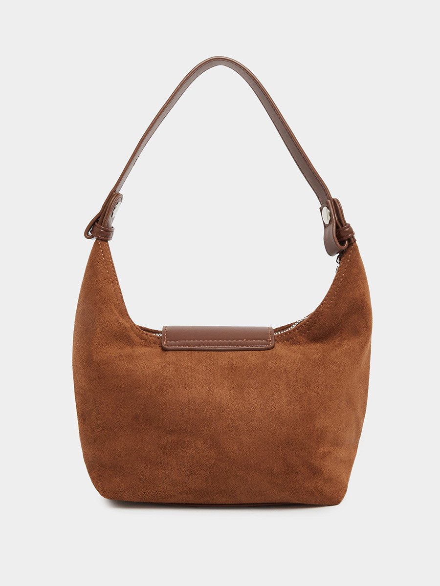 Brown Suede Hobo Bag
