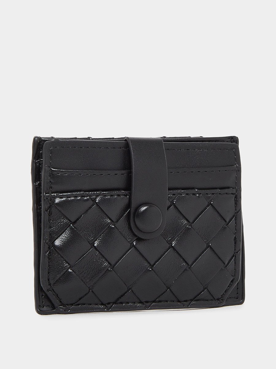 Black Textured Bi-Fold Card Holder