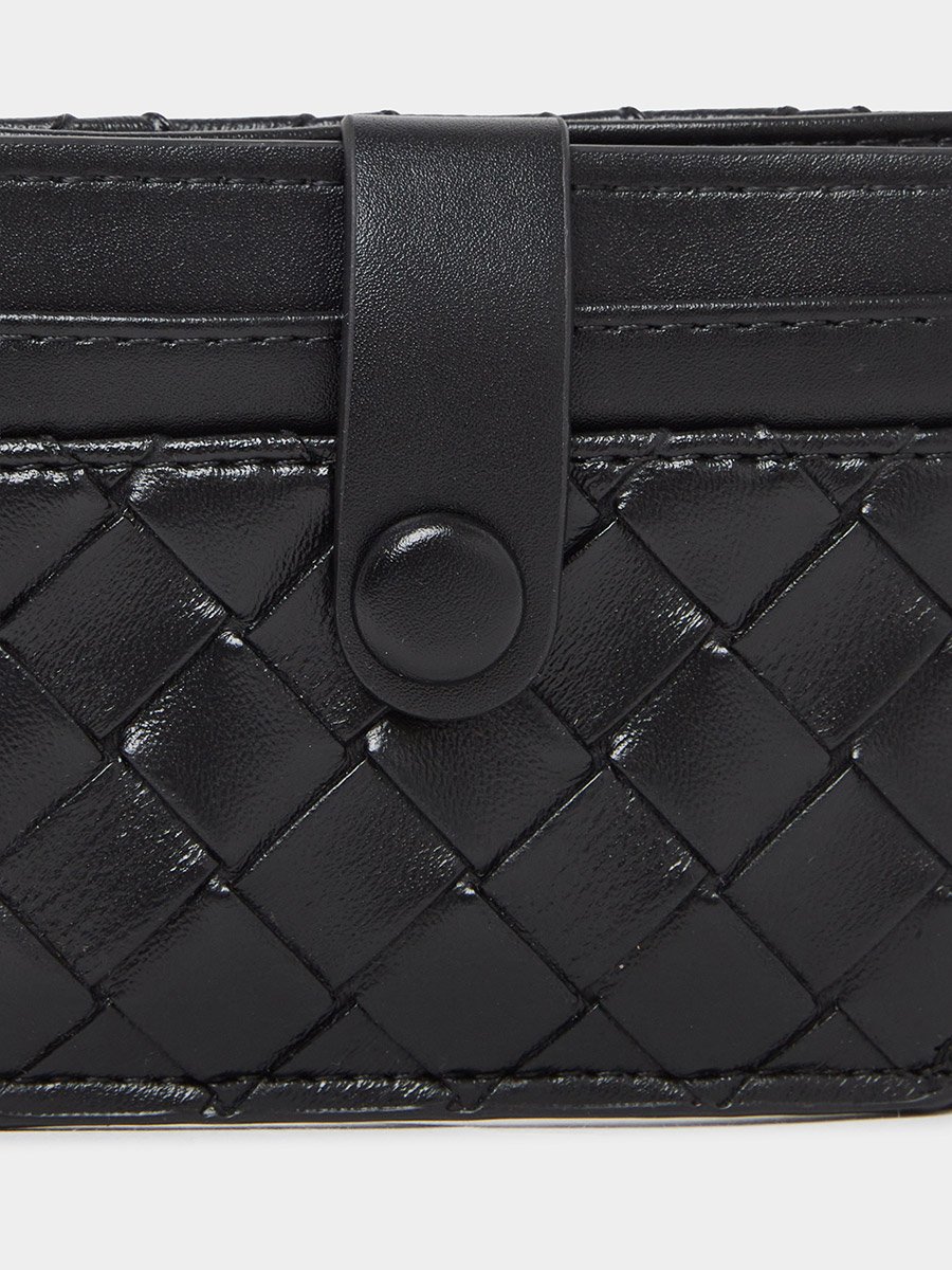 Black Textured Bi-Fold Card Holder