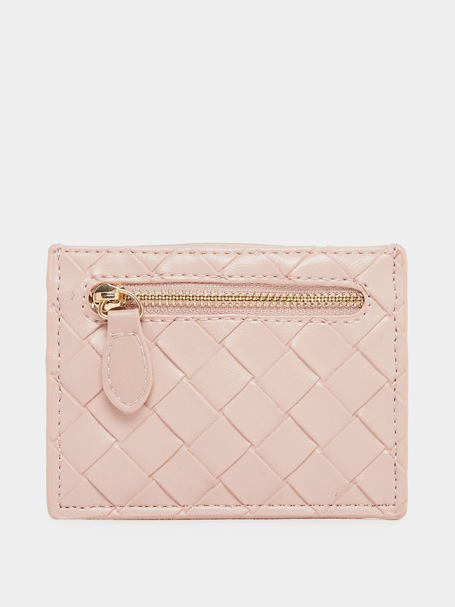 Pink Textured Bi-Fold Card Holder