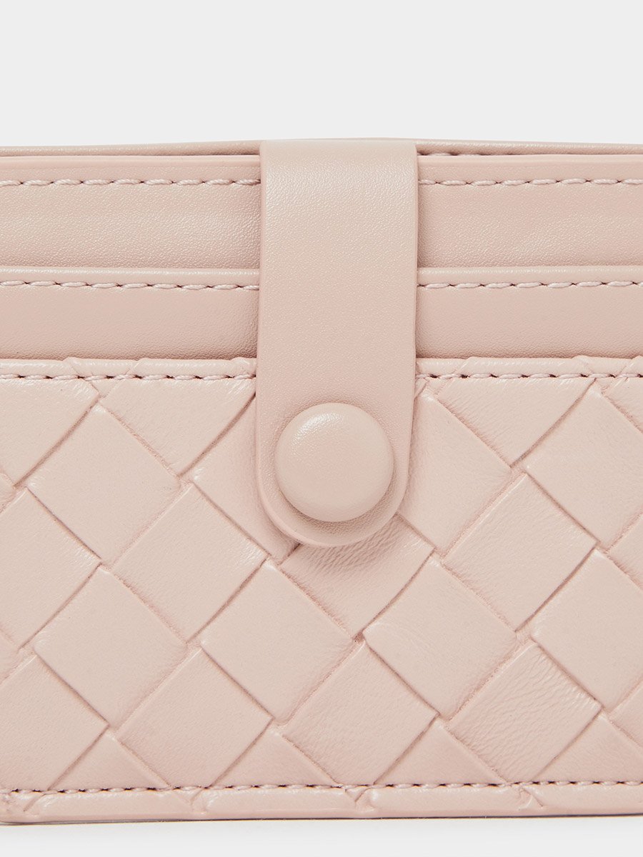 Pink Textured Bi-Fold Card Holder