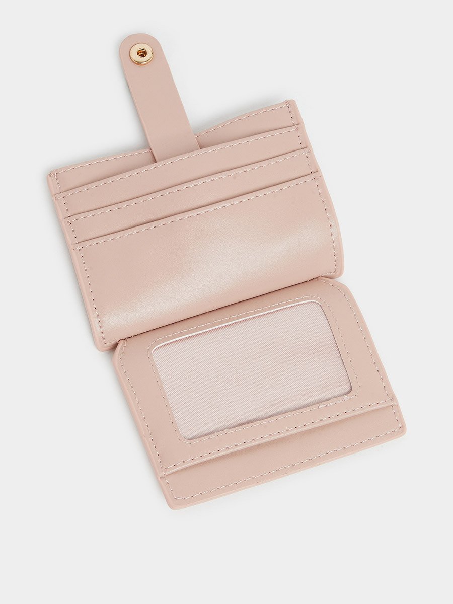Pink Textured Bi-Fold Card Holder