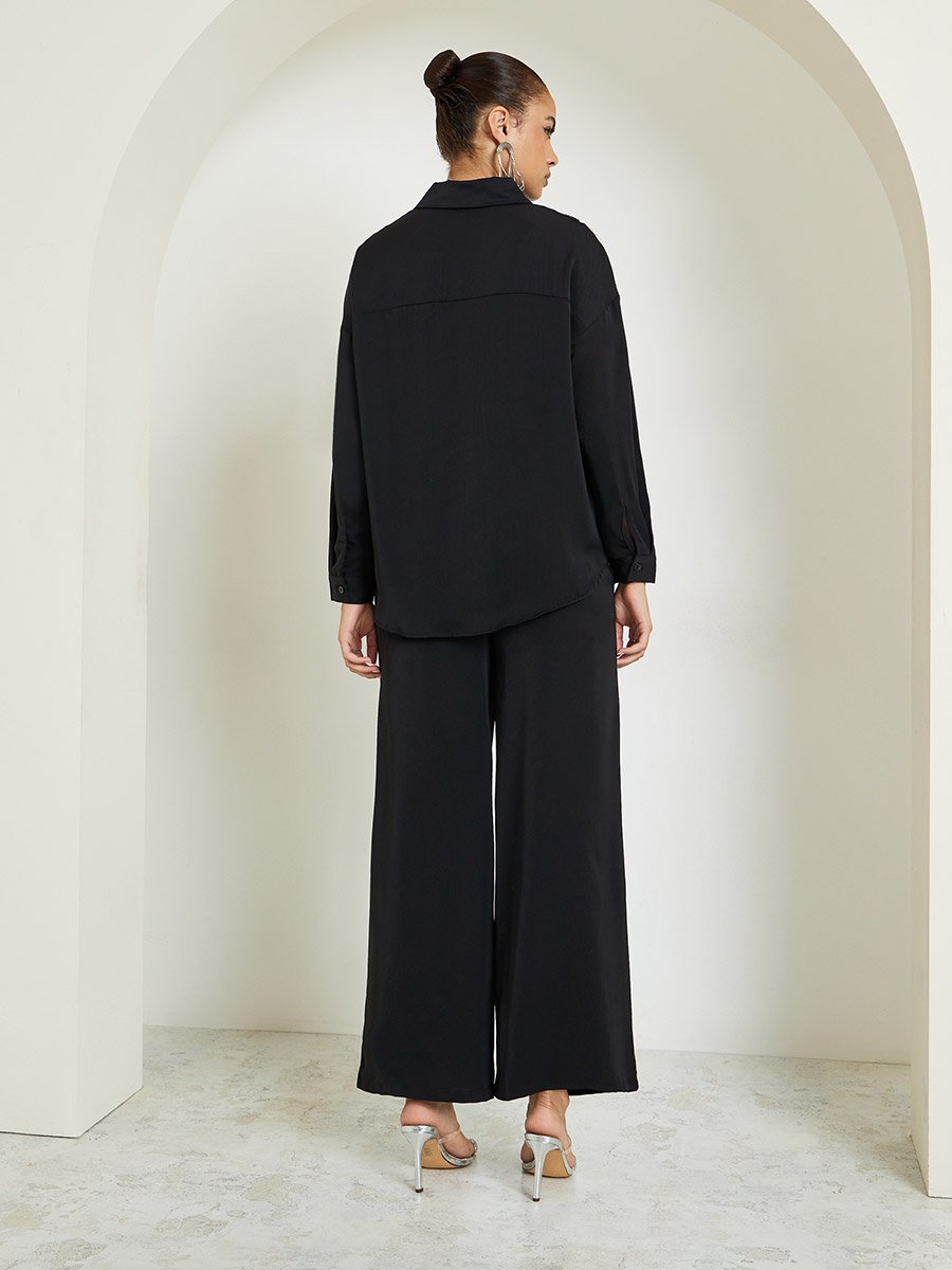 Black Sequin Embellished Shirt and Trousers Co-Ords