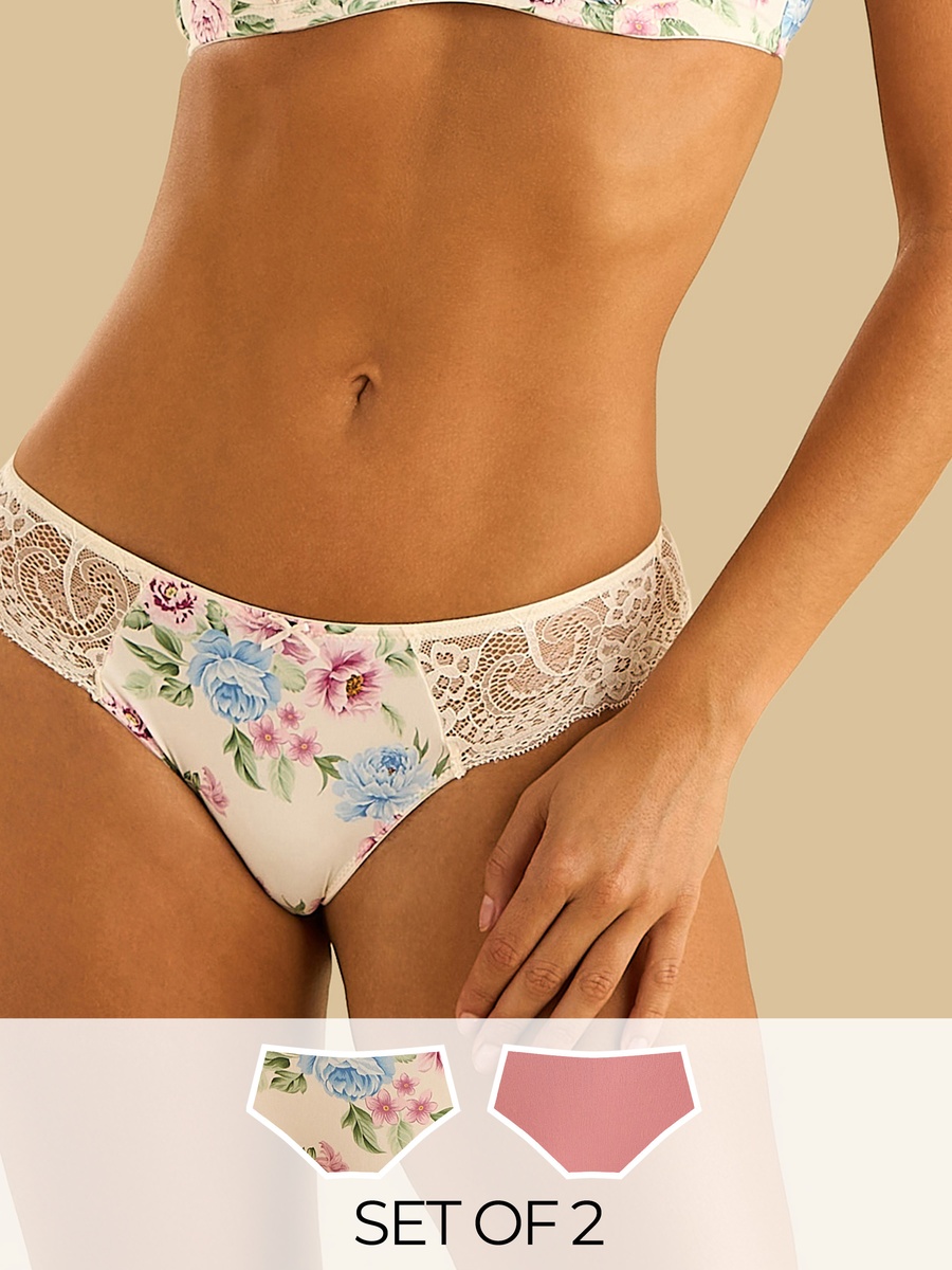 Pack of 2 - Lace Microfiber Brazilian Briefs