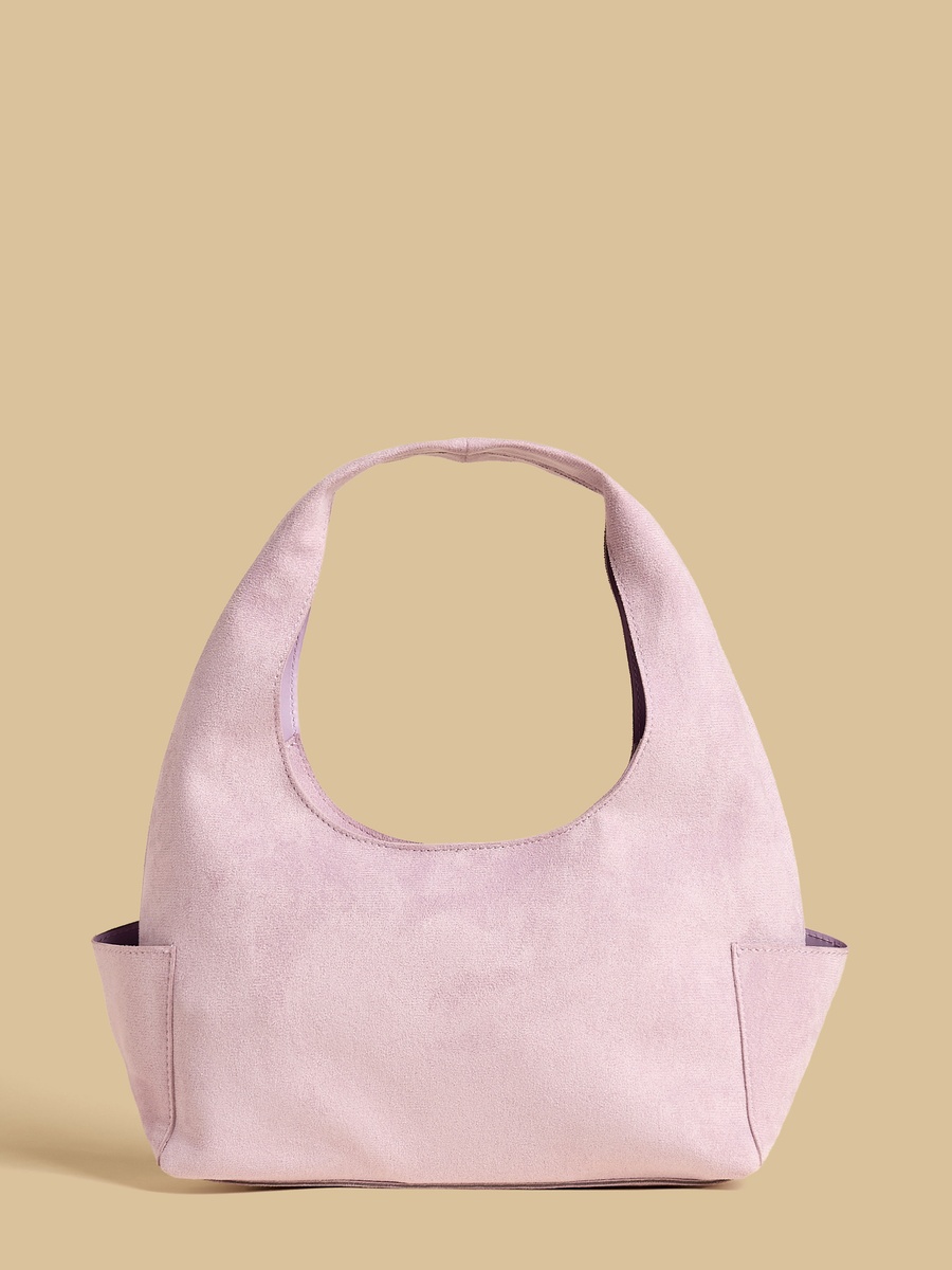 Suede Hobo Bag with Zip Closure