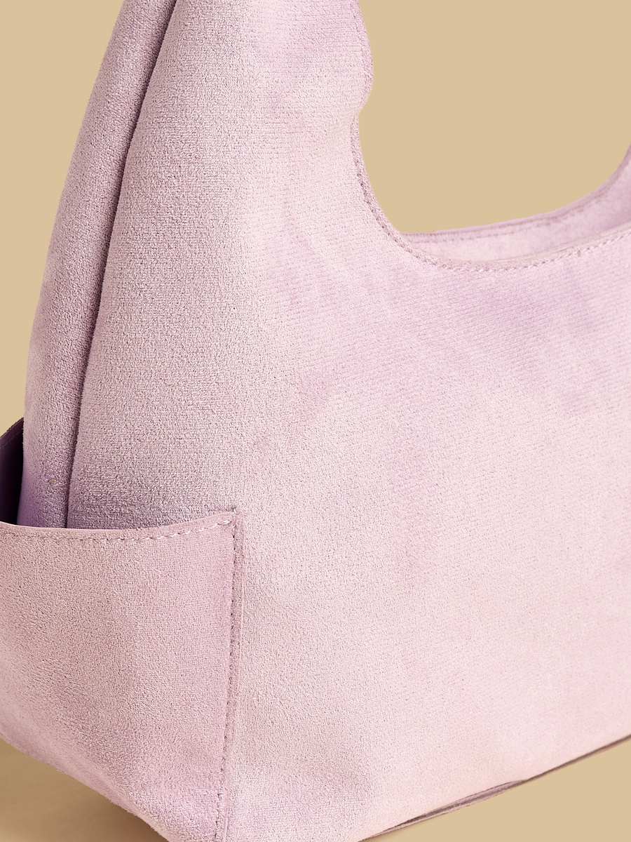 Suede Hobo Bag with Zip Closure