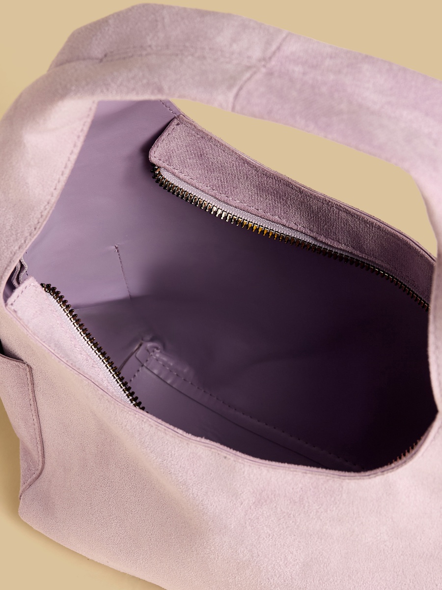 Suede Hobo Bag with Zip Closure