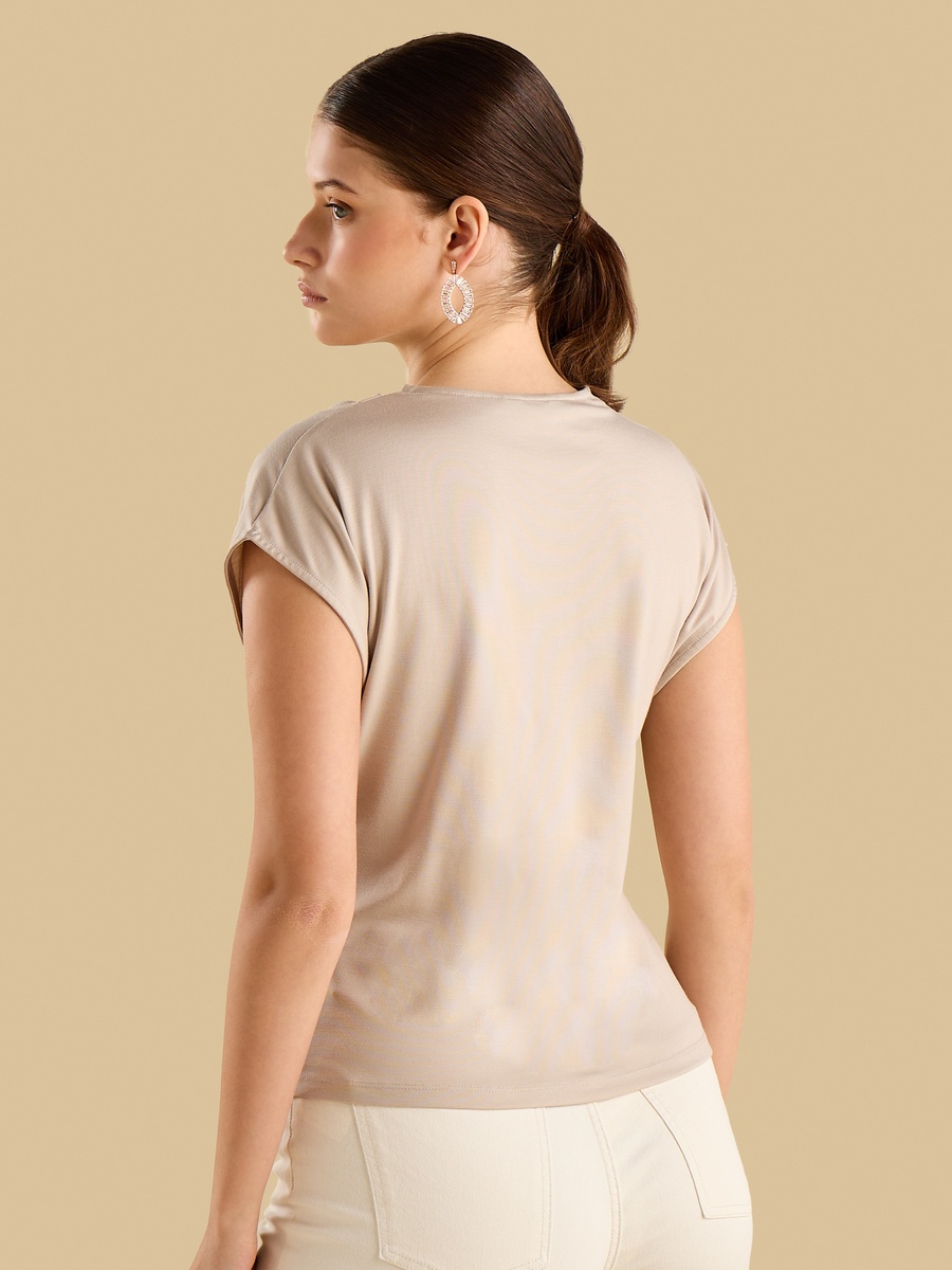 Buckle Accent Wrap Top