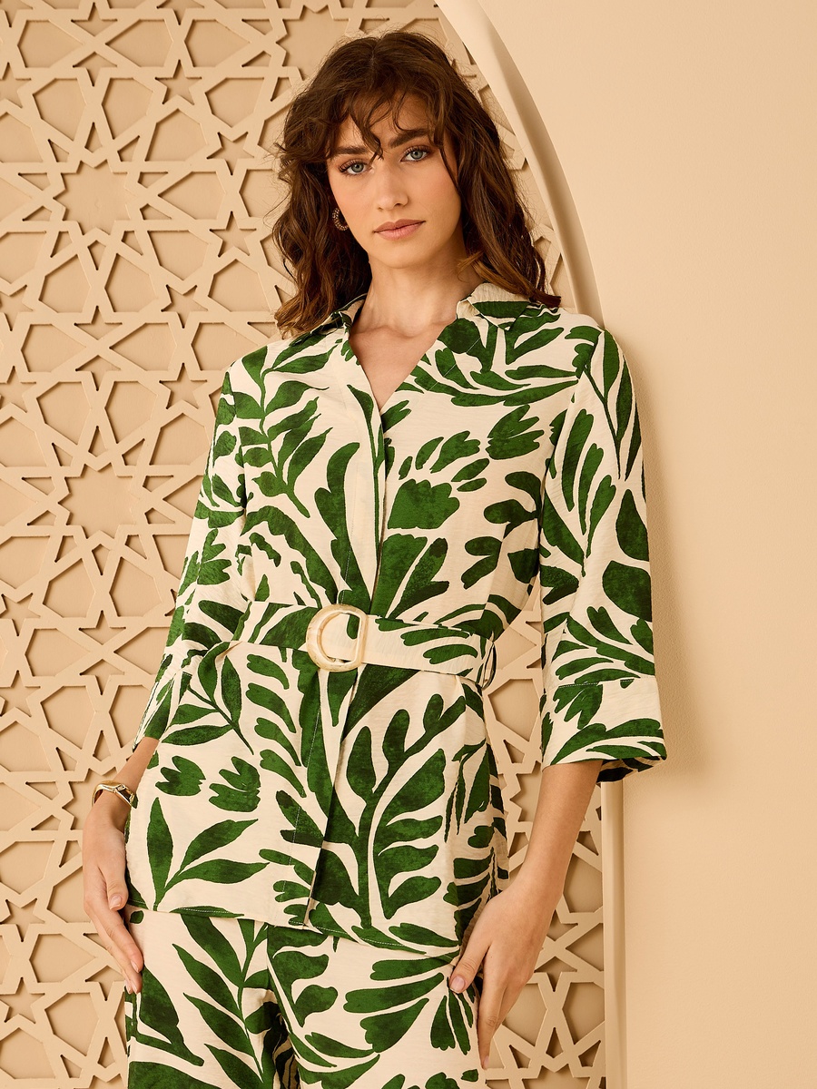 Printed Top with Belt
