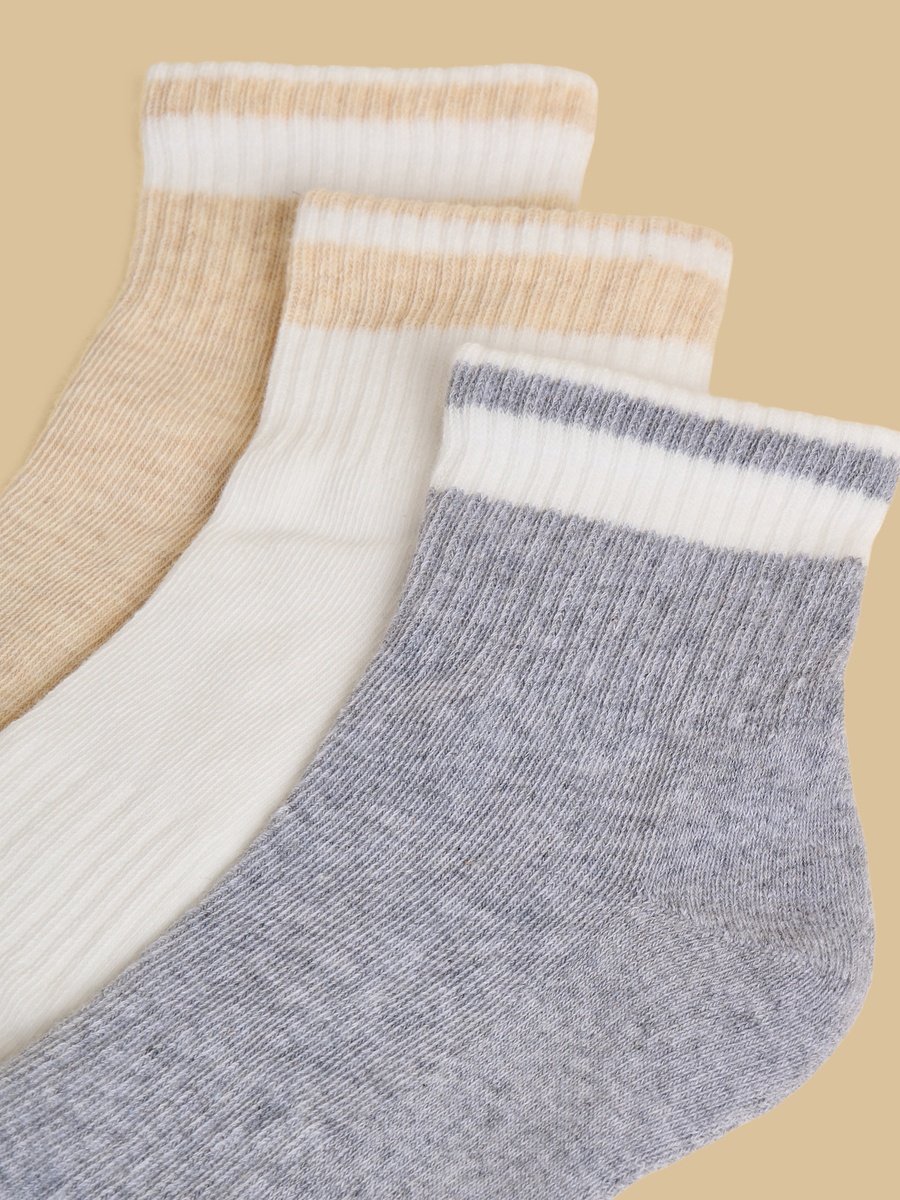 Pack of 3 - Striped Half Terry Sports Socks