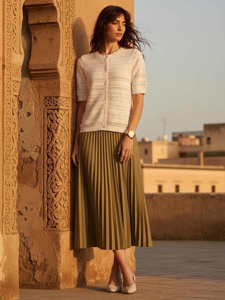 تنورة ميدي بكسرات