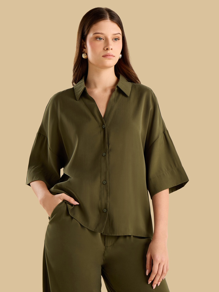 Twill Shirt with Extended Sleeves