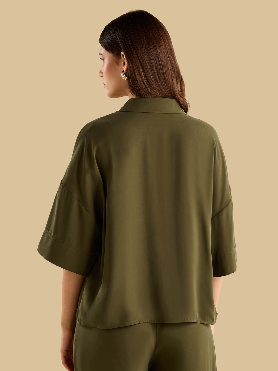 Twill Shirt with Extended Sleeves
