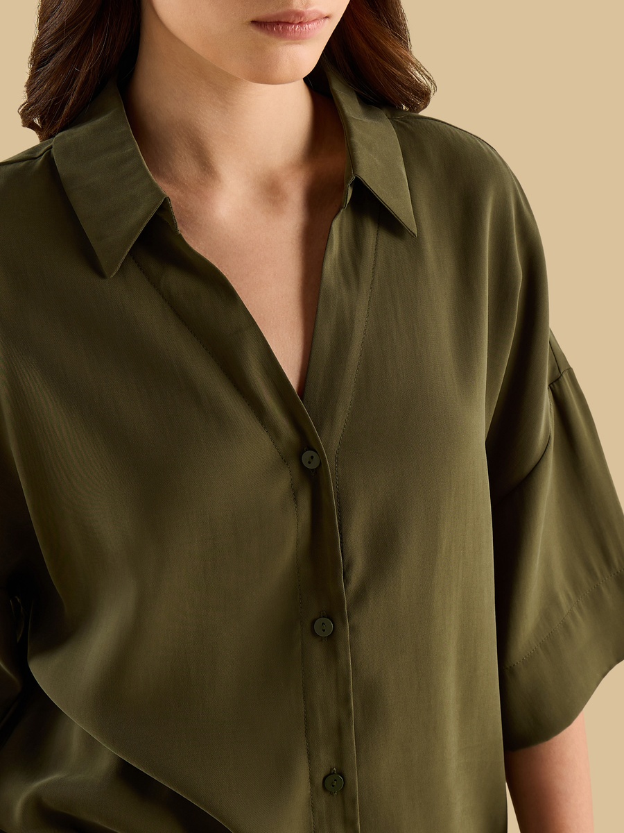 Twill Shirt with Extended Sleeves