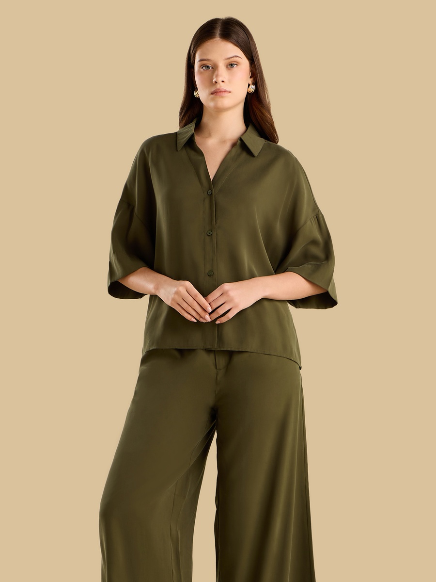 Twill Shirt with Extended Sleeves