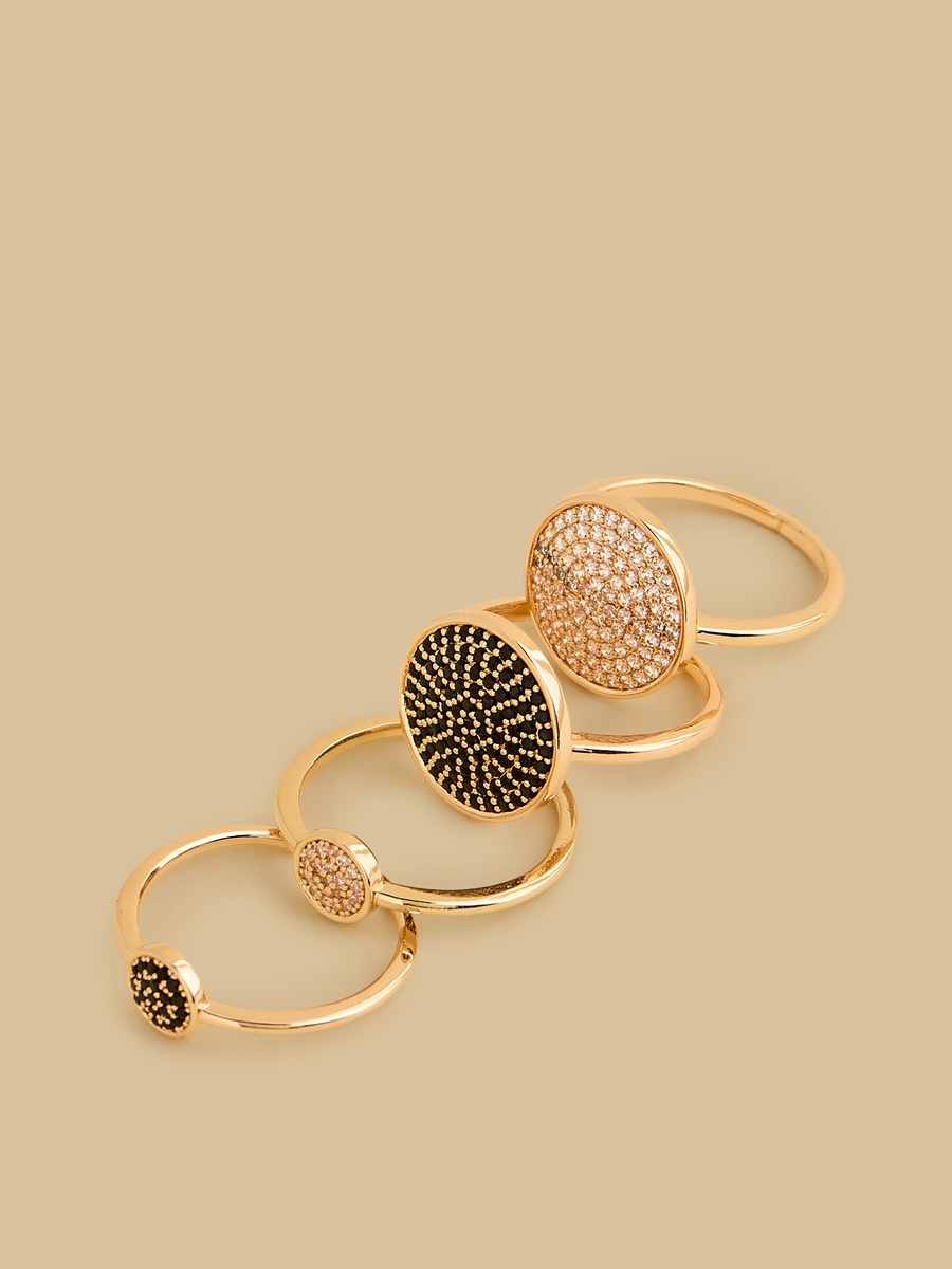 Pack of 4 - Embellished Metallic Ring