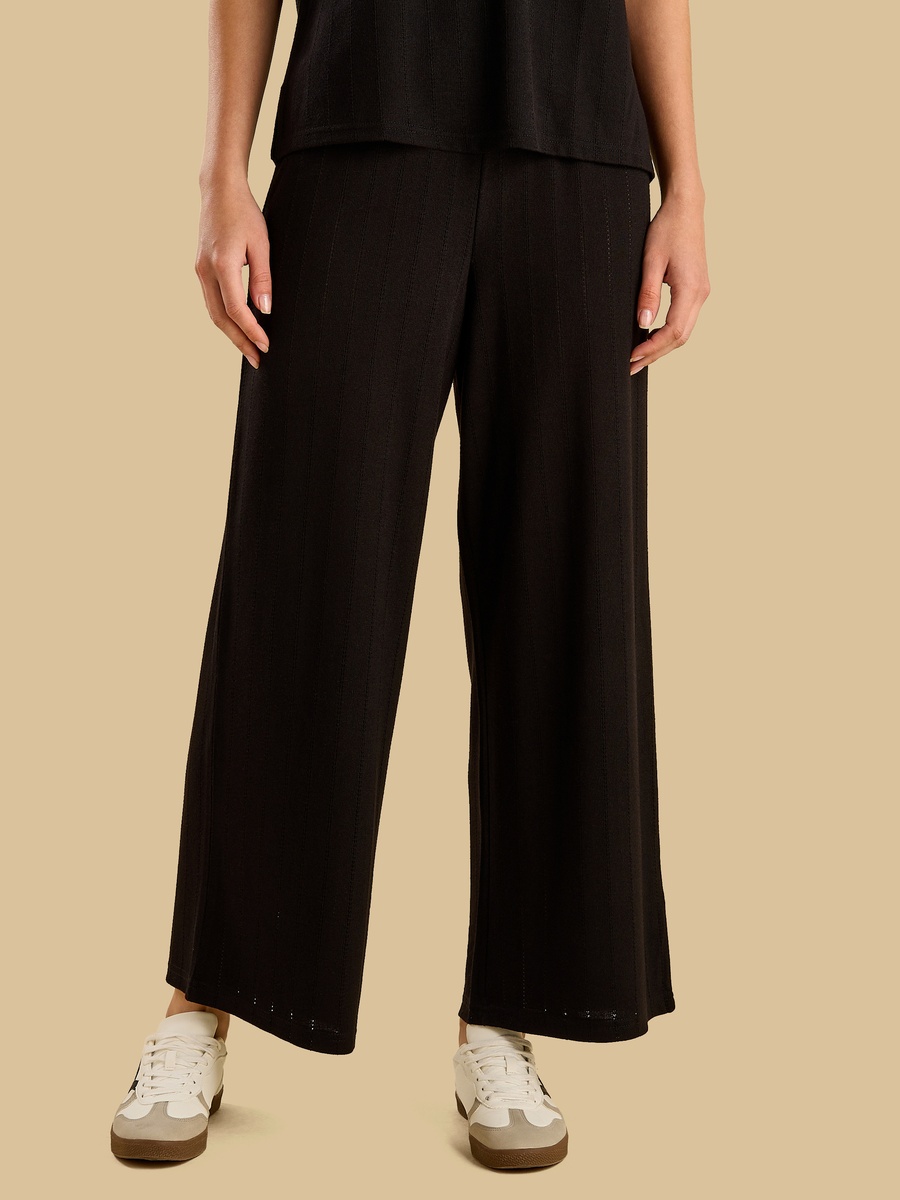 Pointelle Textured Wide Leg Pants