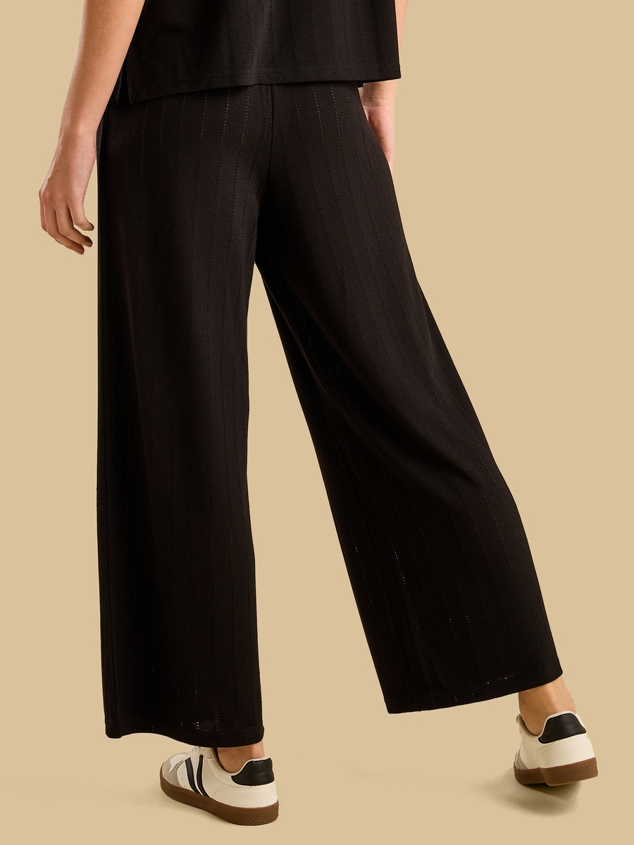 Pointelle Textured Wide Leg Pants