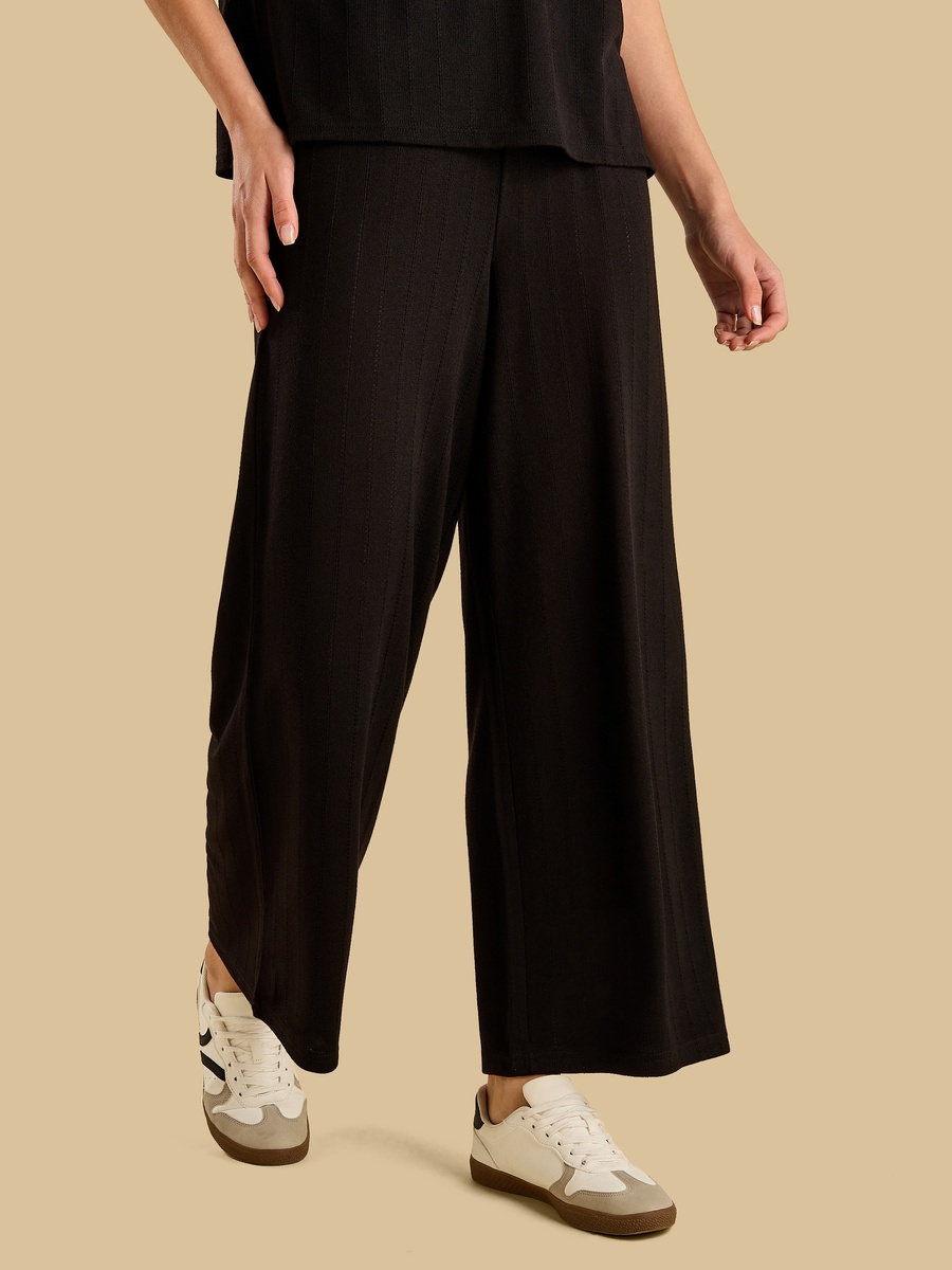 Pointelle Textured Wide Leg Pants