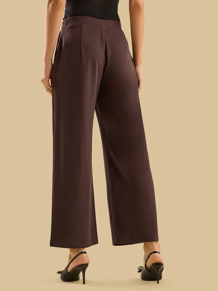 Wide Leg Pants with D-Ring Buckle Accent