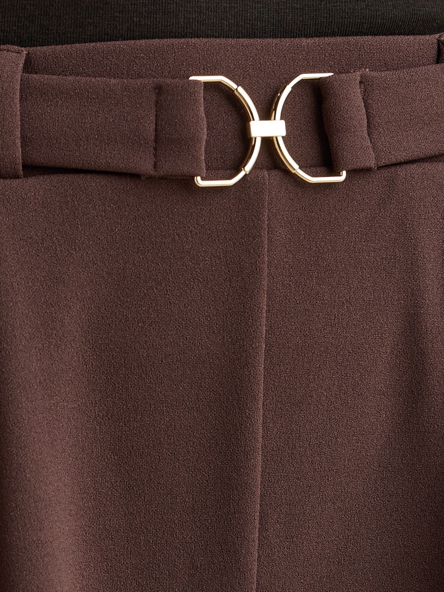 Wide Leg Pants with D-Ring Buckle Accent