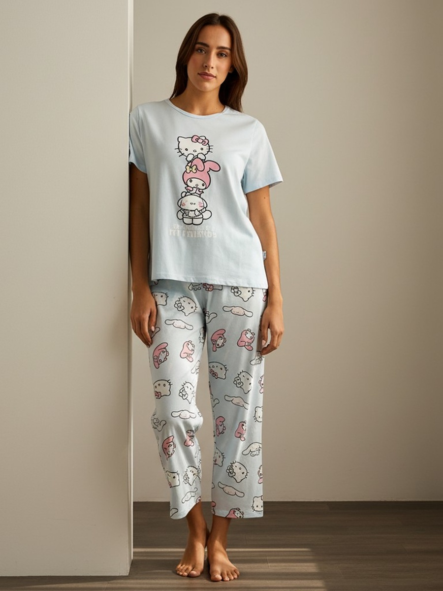 Hello Kitty and Friends Print Pyjama Set