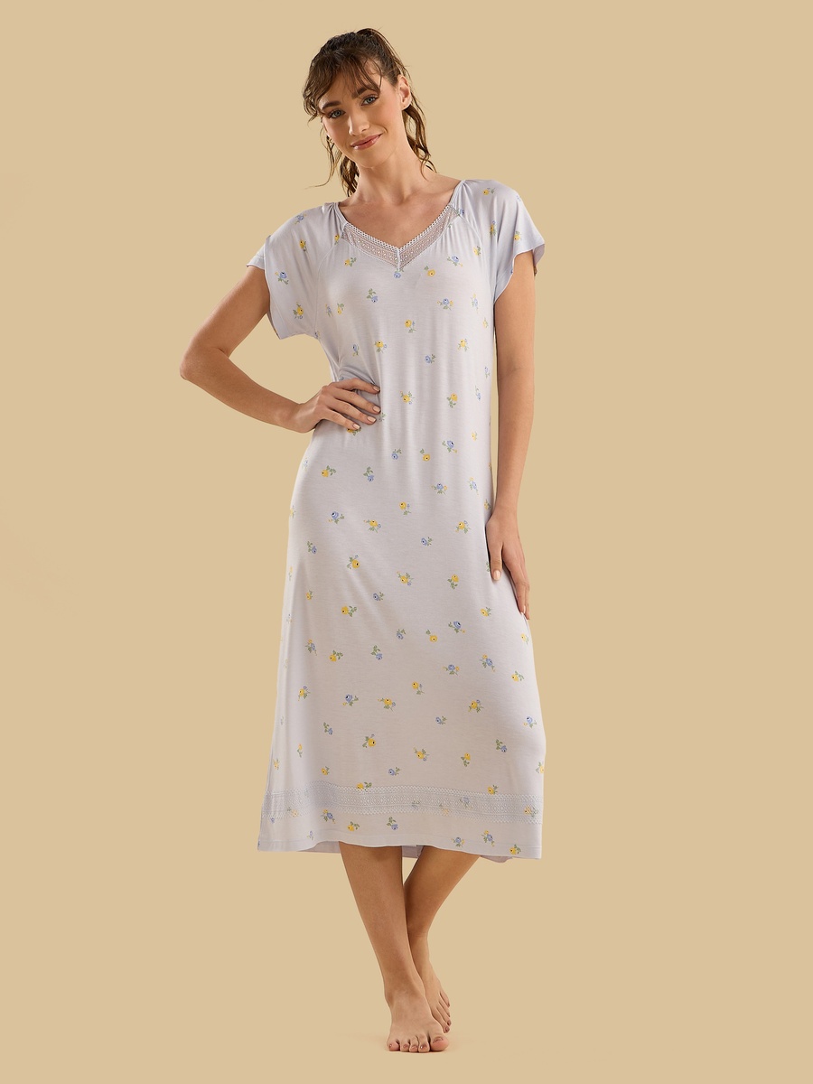 Floral Print Viscose Night Dress