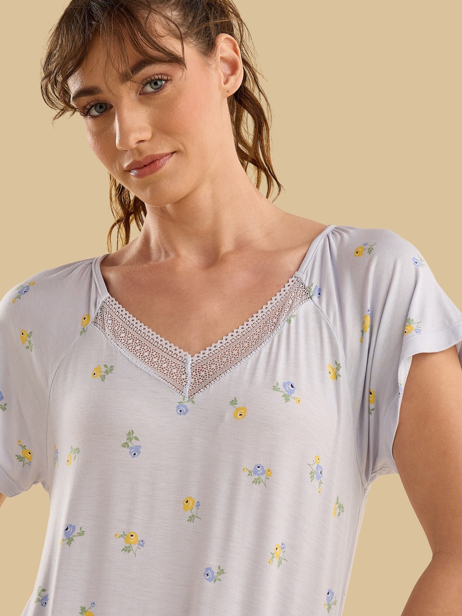 Floral Print Viscose Night Dress