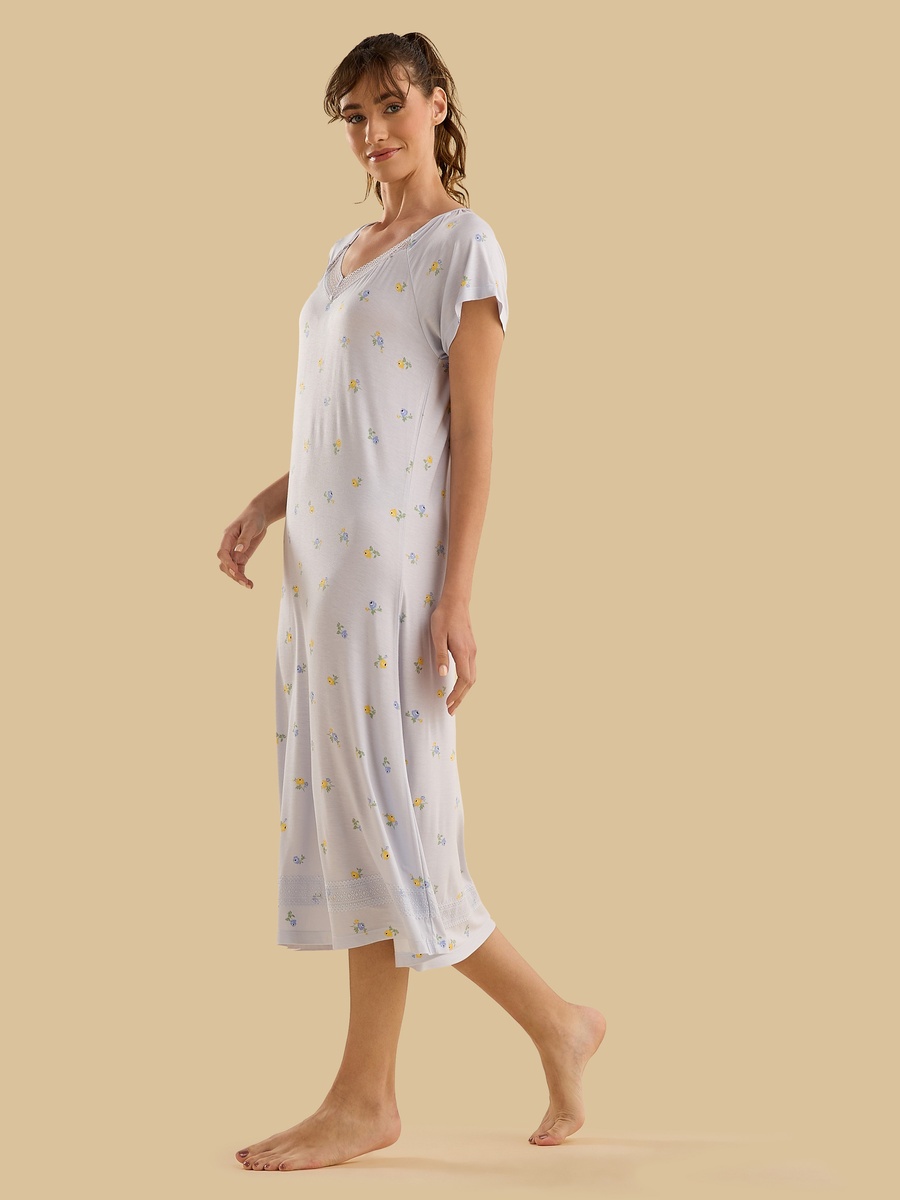 Floral Print Viscose Night Dress