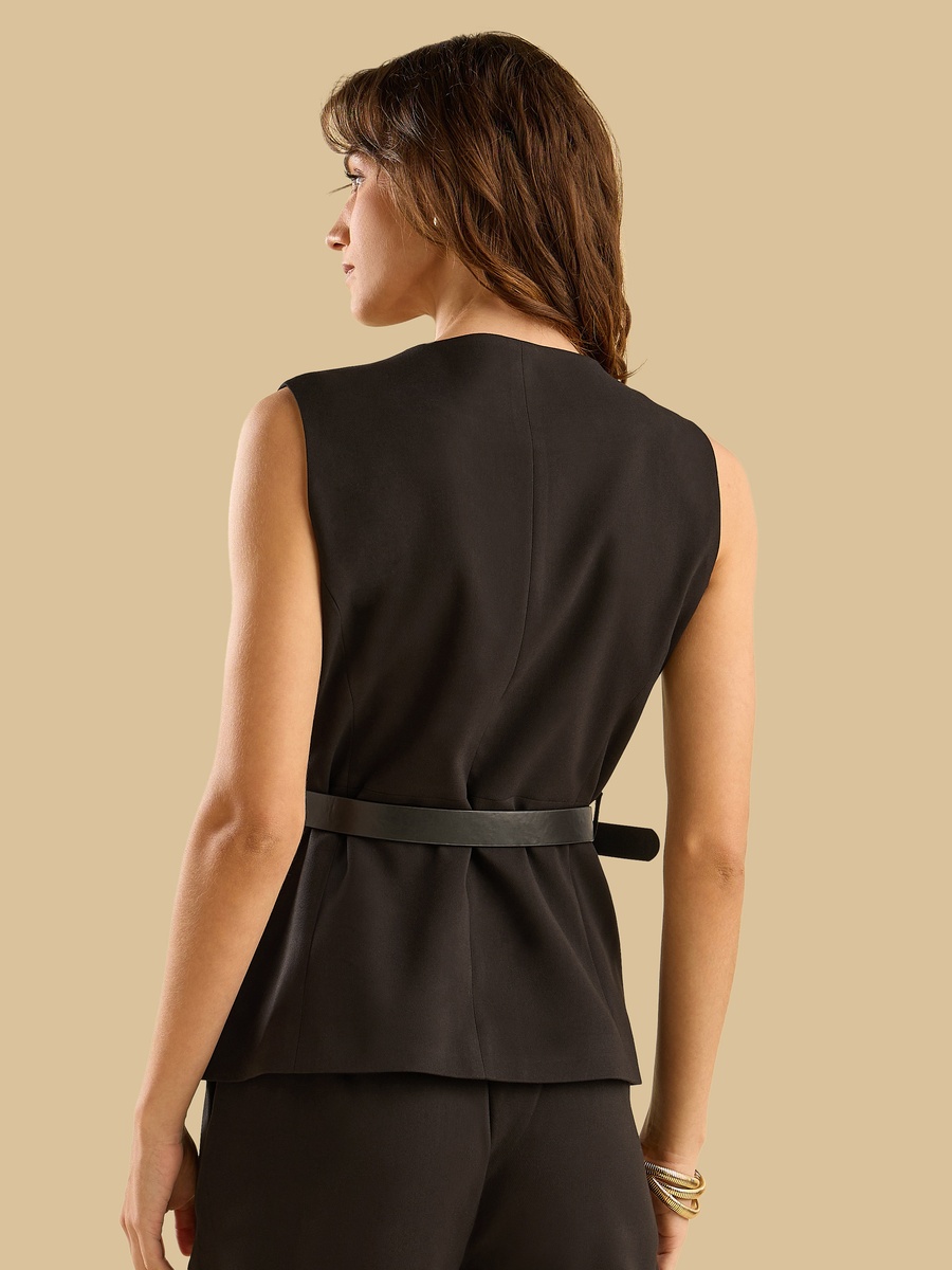 Belted Sleeveless Jacket