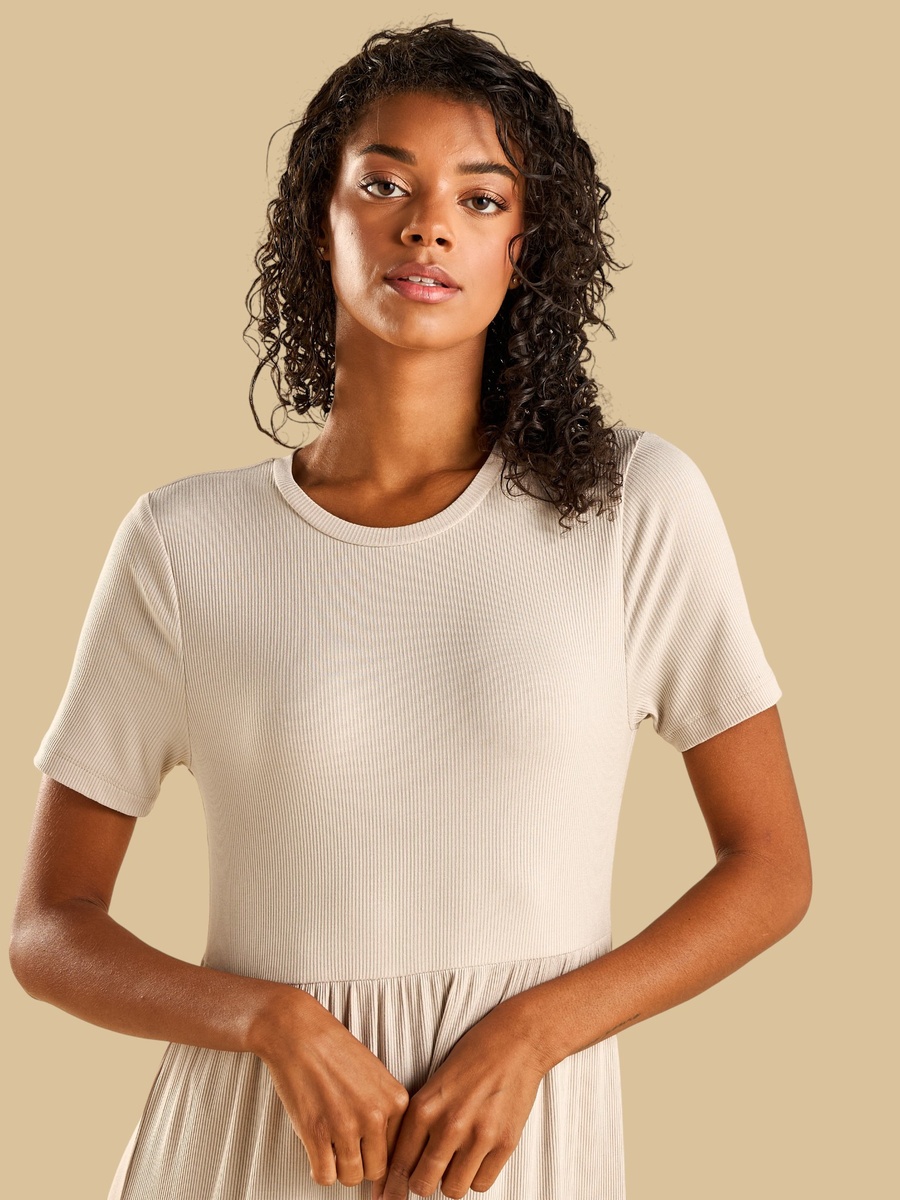 Ribbed Tiered Midi Dress