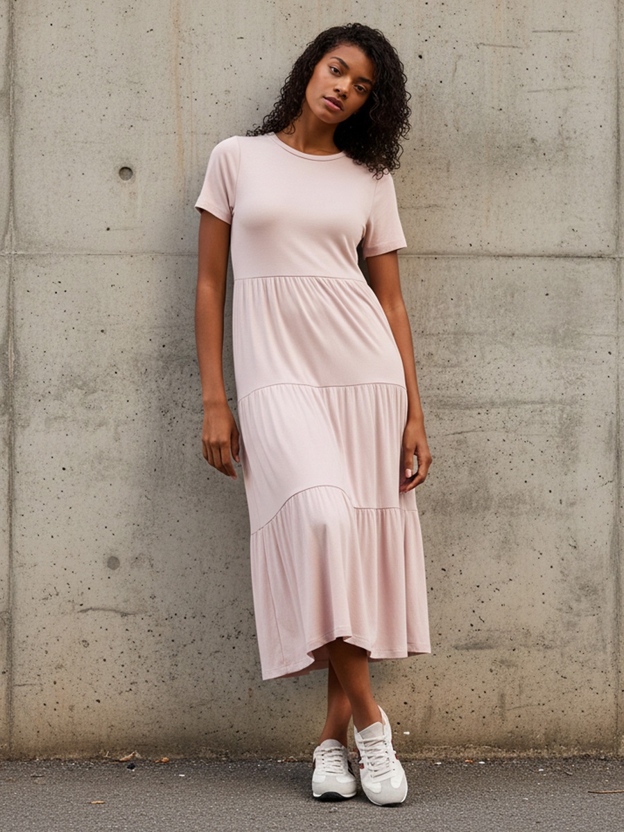 Ribbed Tiered Midi Dress