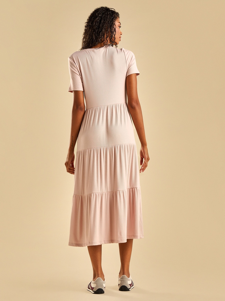 Ribbed Tiered Midi Dress