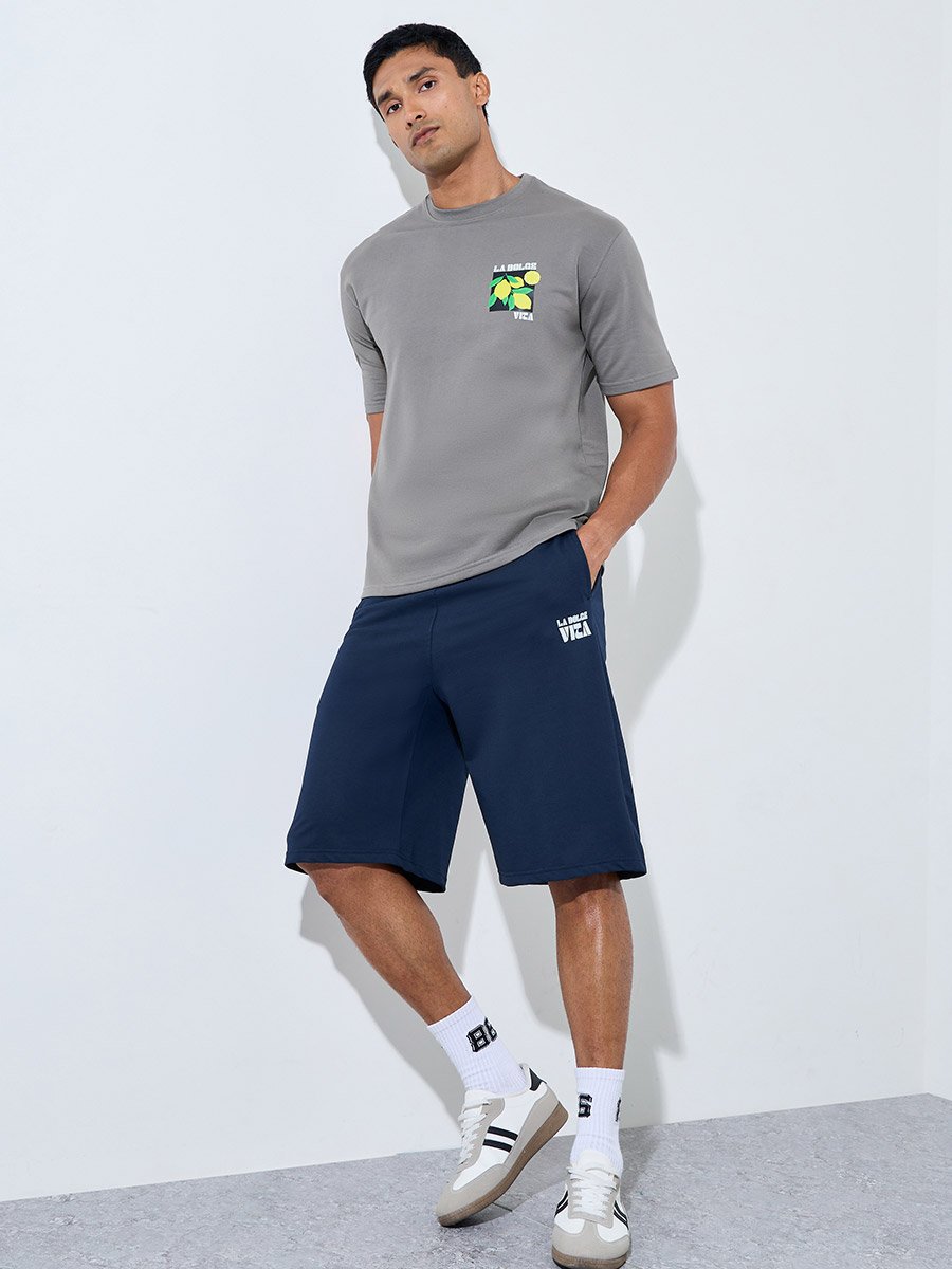 Men Oversized Cotton Blend T-Shirt and Shorts Set