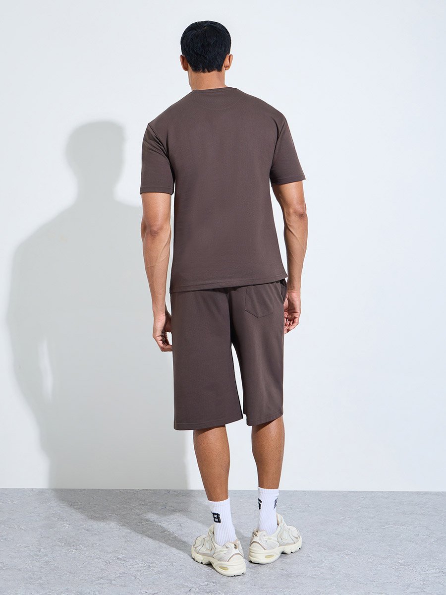 Men Slogan Print Oversized T-Shirt and Shorts Set