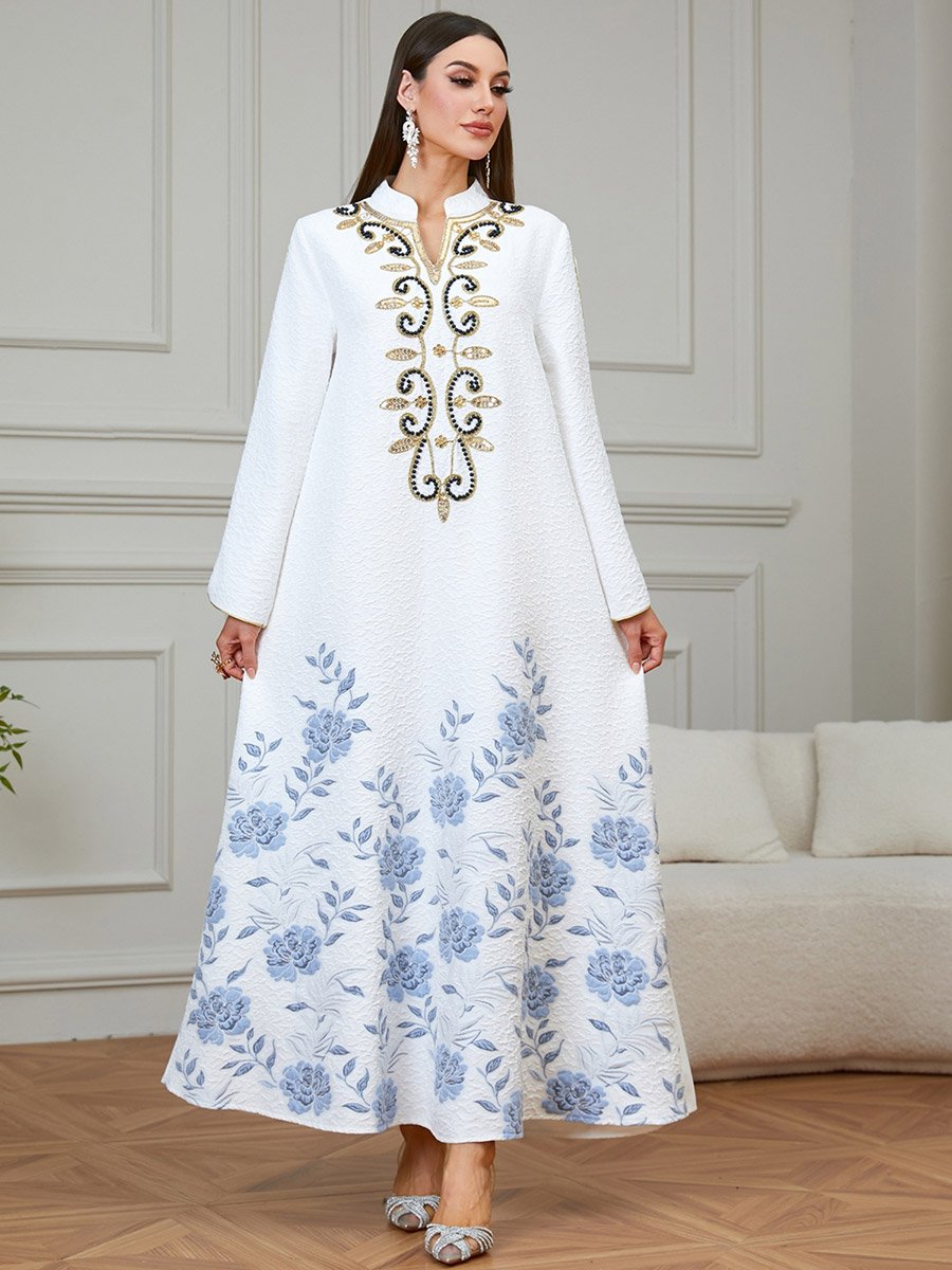 Women Textured Embellished Yoke Jalabiya
