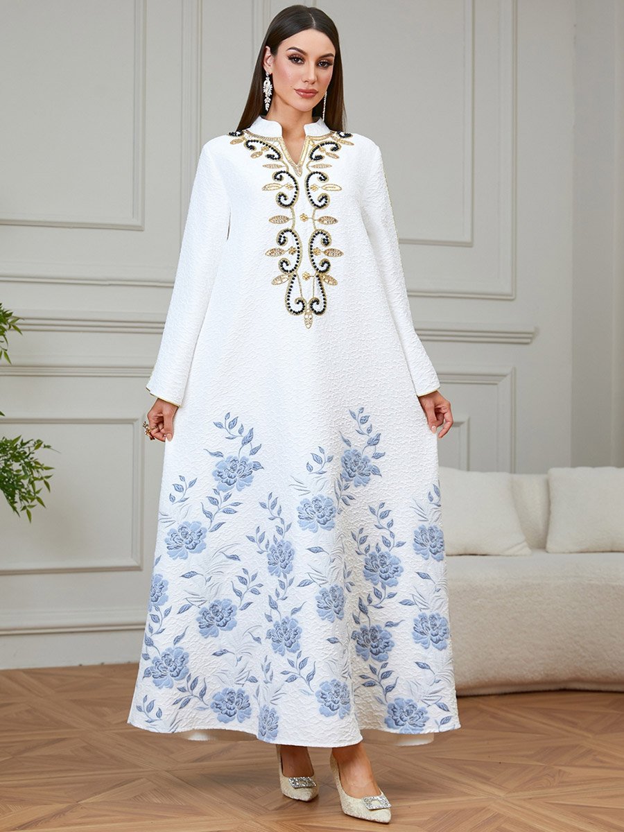 Women Textured Embellished Yoke Jalabiya