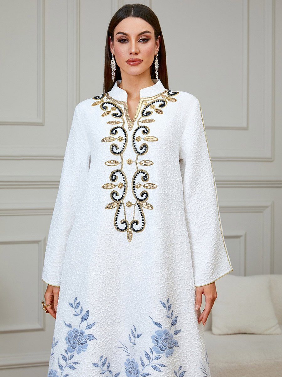 Women Textured Embellished Yoke Jalabiya