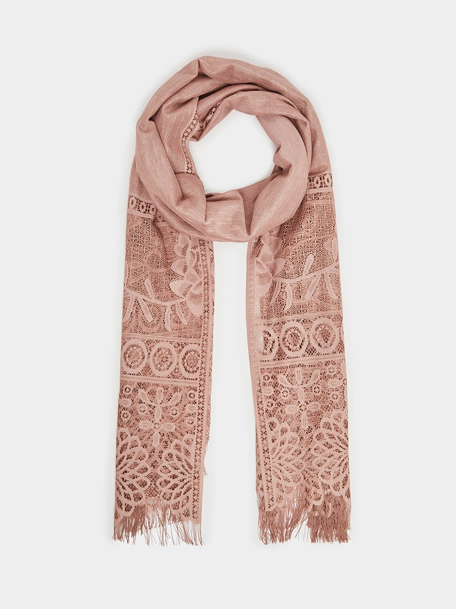 Beige Lace Trim Hijab
