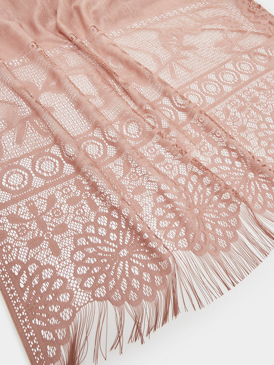 Beige Lace Trim Hijab