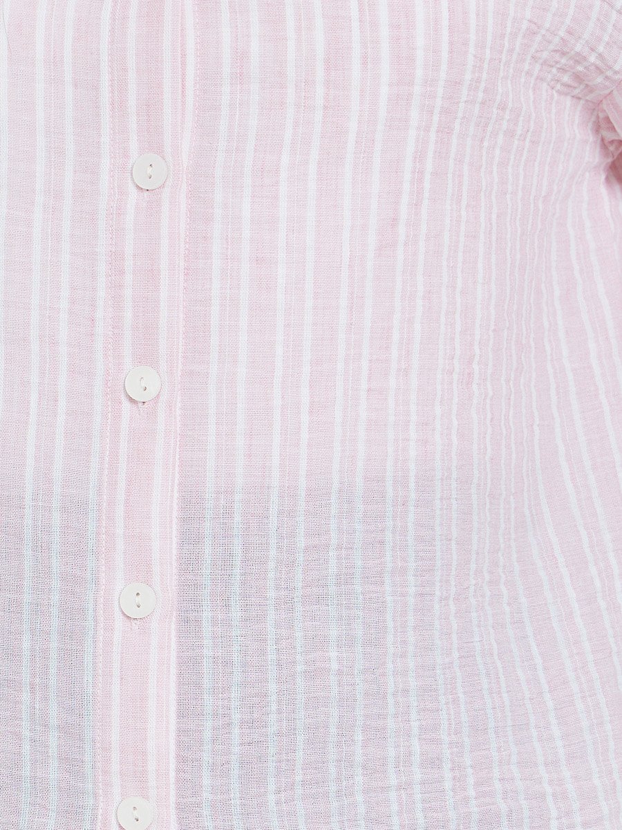 Pink Striped Relaxed Fit Long Sleeve Shirt