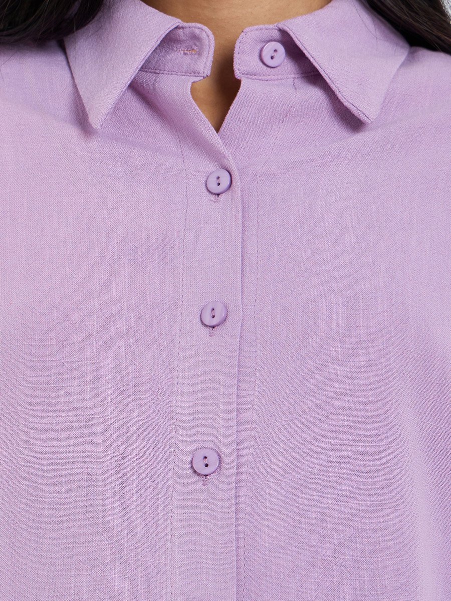 Lilac Linen Blend Oversized Shirt