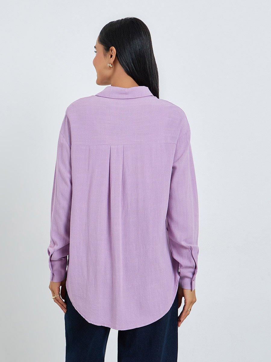 Lilac Linen Blend Oversized Shirt