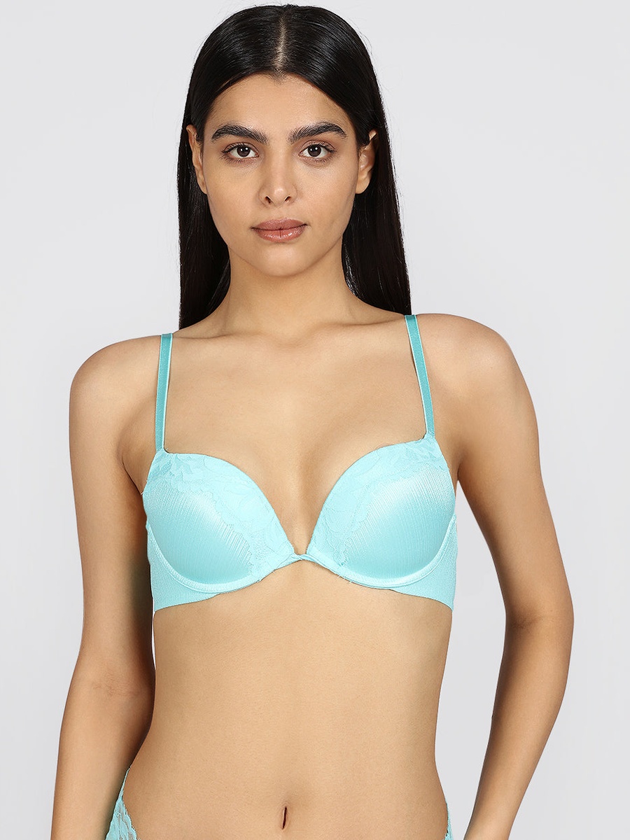 Padded Wired Plunge Bra with Hook
