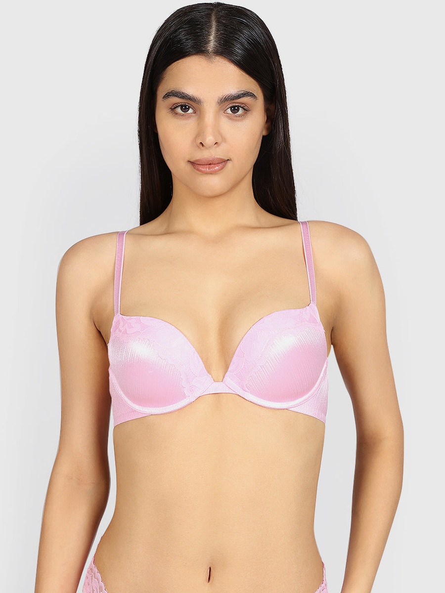 Padded Wired Plunge Bra with Hook