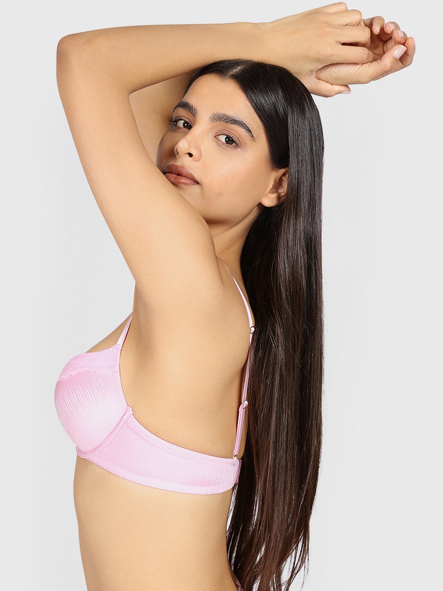 Padded Wired Plunge Bra with Hook