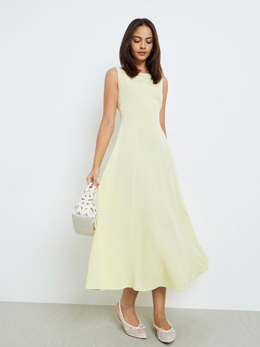 Yellow Sleeveless A-Line Maxi Dress