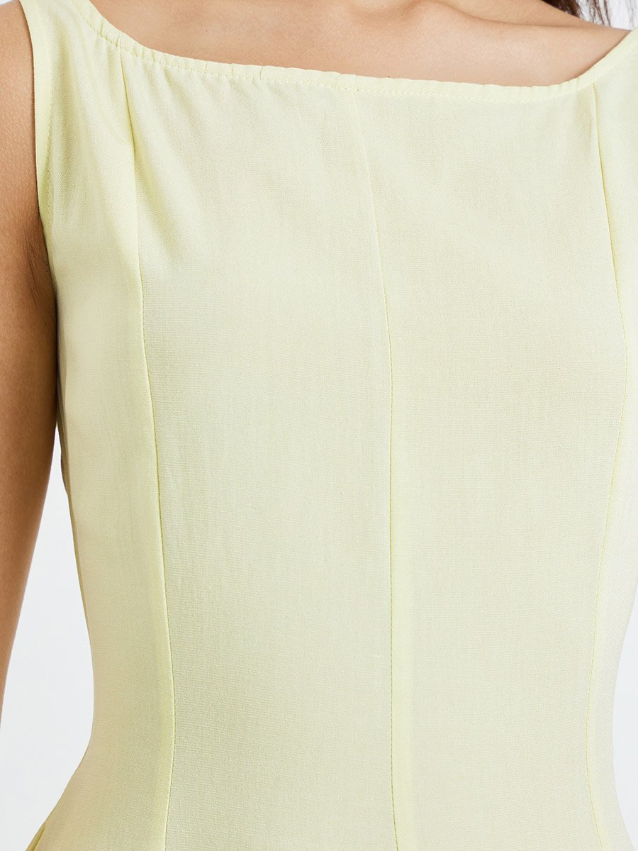 Yellow Sleeveless A-Line Maxi Dress